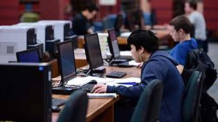 students working in a computer lab